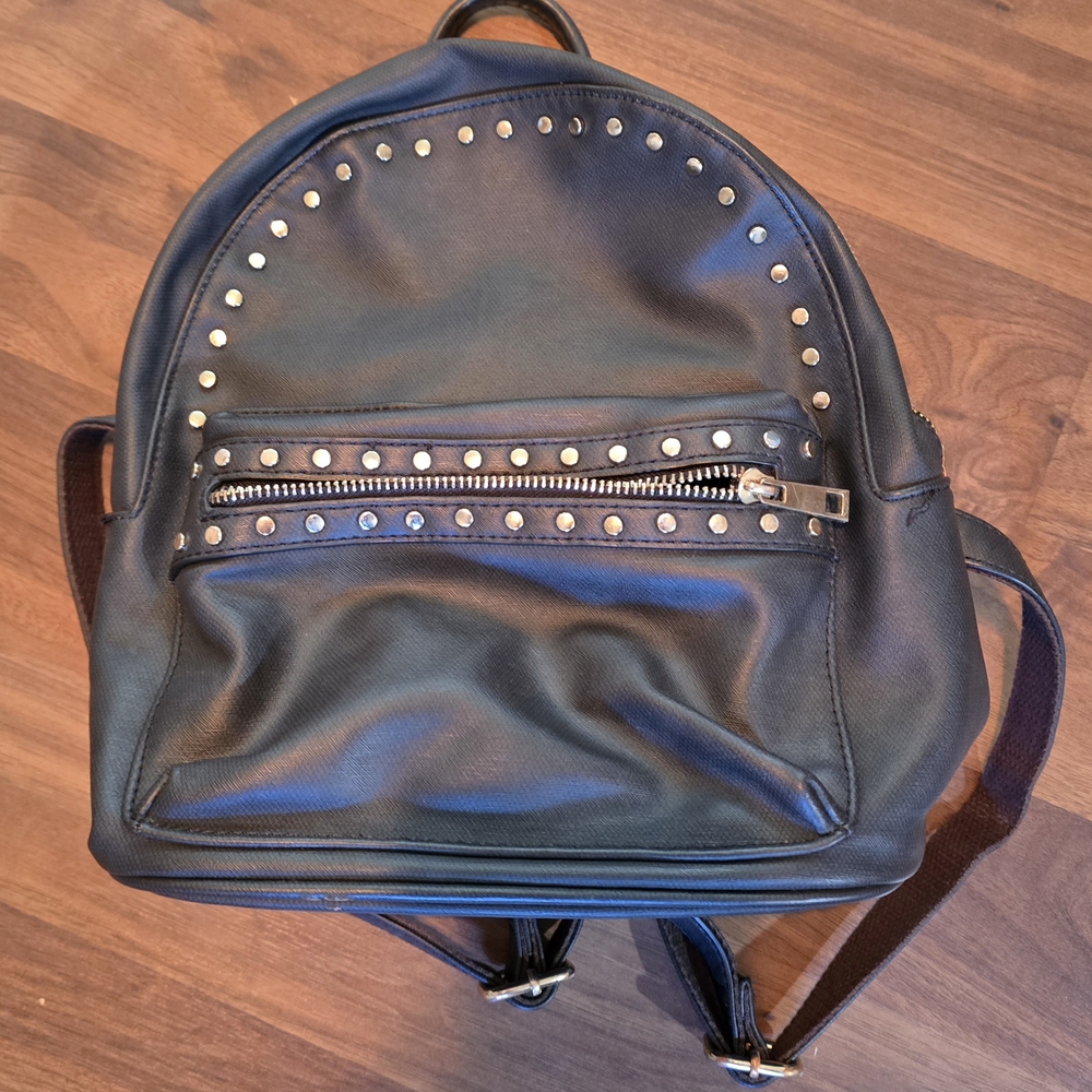 Mellow World Pleather Mini Backpack 10 Inches Black Studded